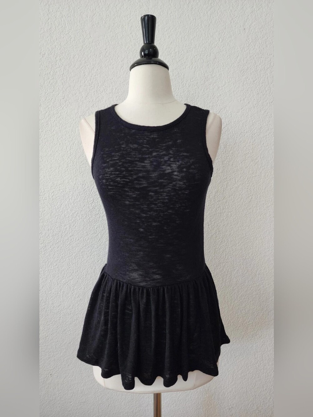 Black Sleeveless Peplum Tank Top - Women